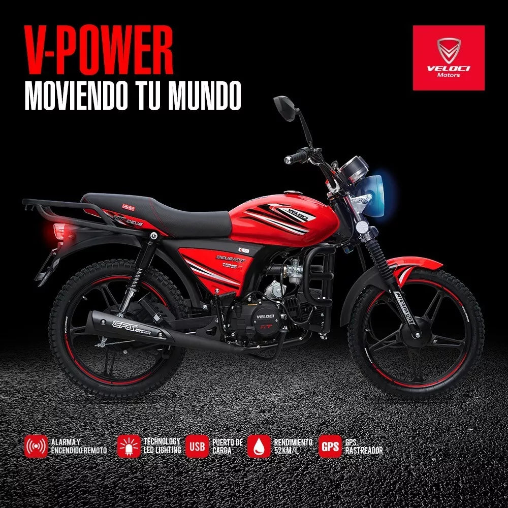 Motocicleta Veloci Deus Rt 125cc Rojo 2023